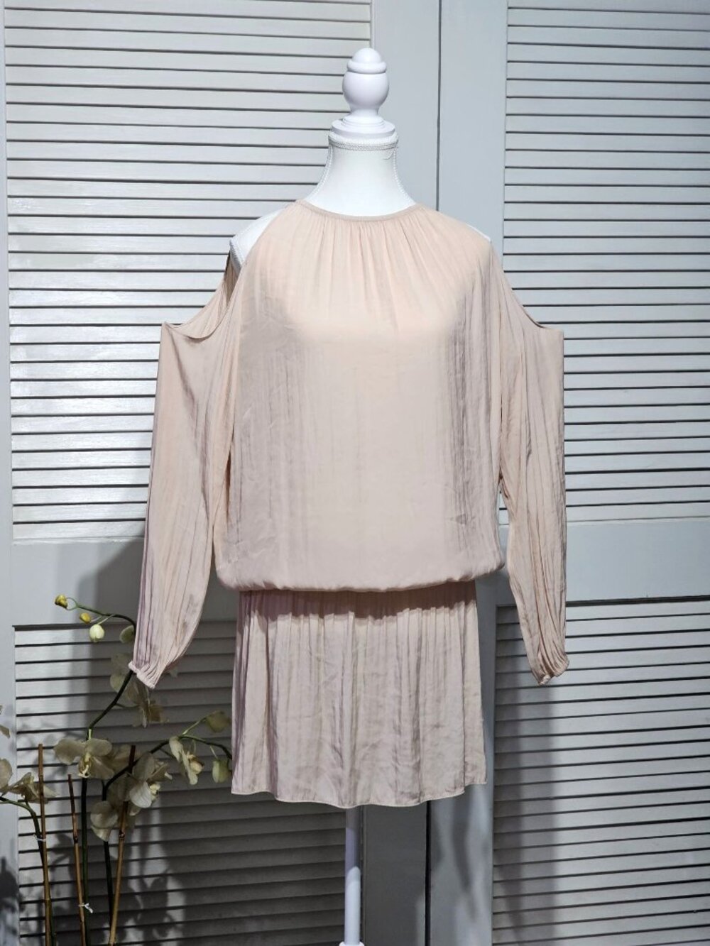 Ramy Brook Women's Blush Lauren Cold Shoulder Pleated Skirt Mini Dress S/P 3676